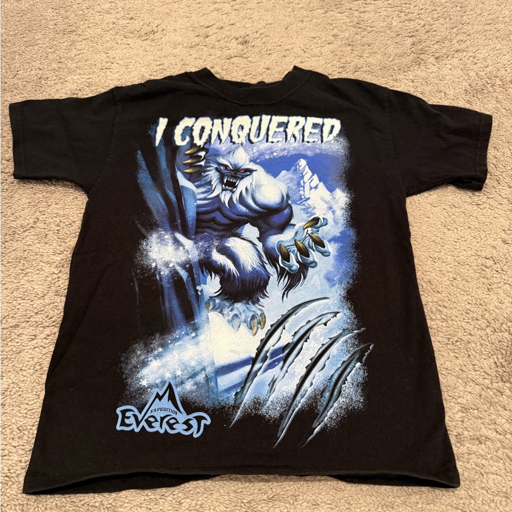 Hanes Black Graphic Tee with Blue and White Design